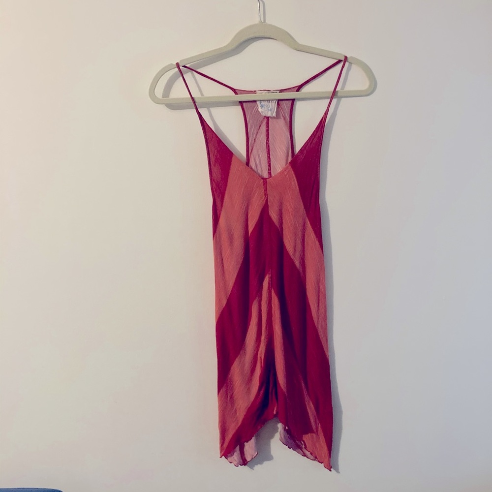 Threads • Pink & Red Striped Chevron Pattern Long Tank Top Bohemian Size Medium